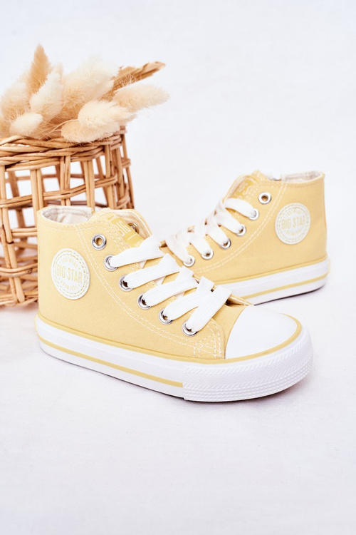 Високі дитячі кросівки на блискавці BIG STAR HH374138 Жовті