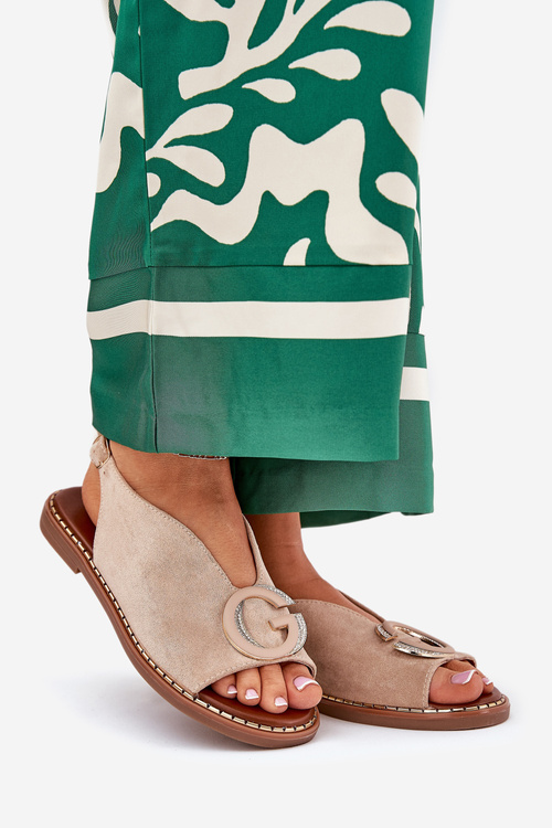 Плоскі Сандалі З Декором Бежеві Haliones