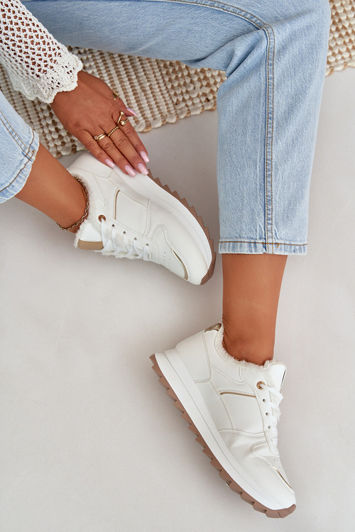 Спортивне взуття з теплою підкладкою на платформі білі Lerisas