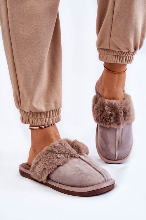 Жіночі класичні тапочки з хутром Яскраво-коричневі Lorines