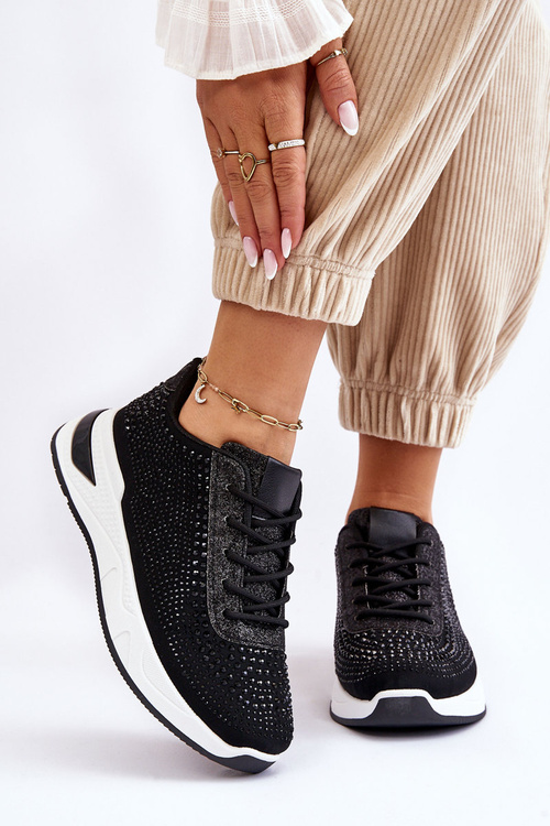 Жіночі кросівки з цирконами Чорний Raiden