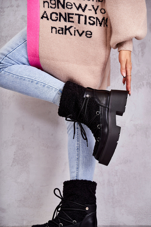 Жіночі снігові черевики на овчині Black Sanna