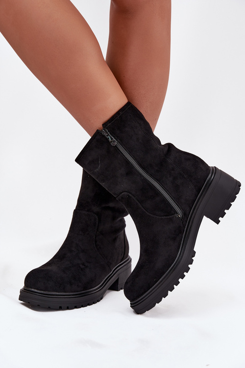 Ізольовані жіночі черевики на низькому підборі чорні Mirellea