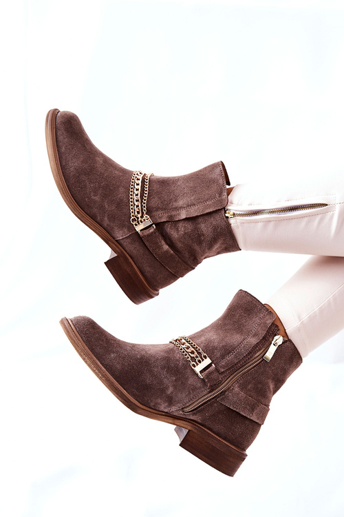 Жіночі замшеві черевики Nicole Leather Brown Dome