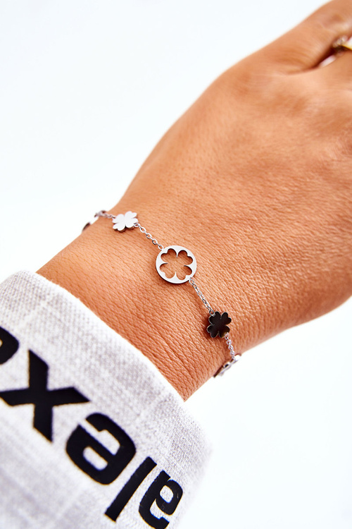 Класичний жіночий срібний браслет з конюшиною