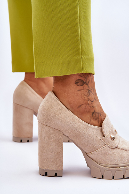 Елегантні замшеві туфлі на високих підборах бежеві Mintore