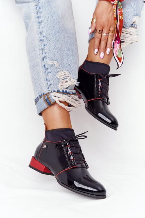 Чоботи шкіряні Maciejka 04744-16 чорно-червоні