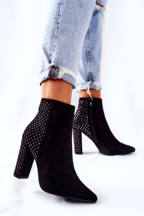 Замшеві чоботи з паєтками Чорні Sorienta