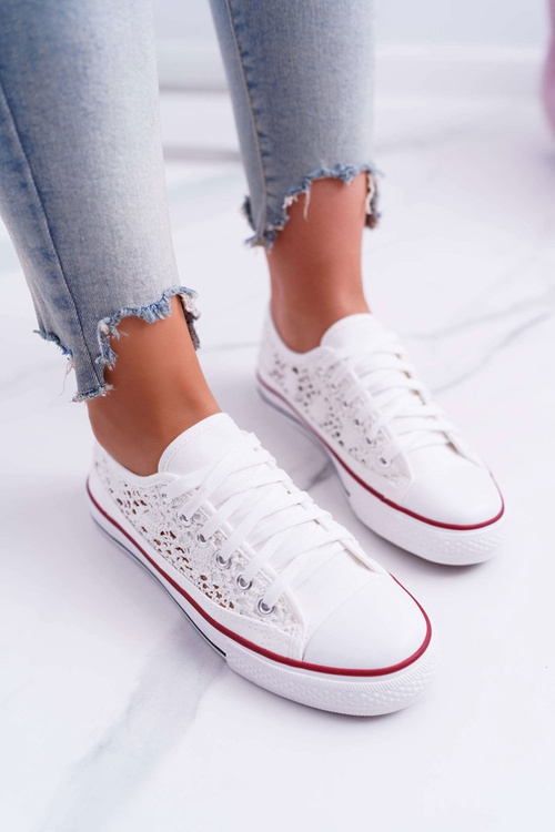 Жіночі низькі мереживні кросівки Veroli білі