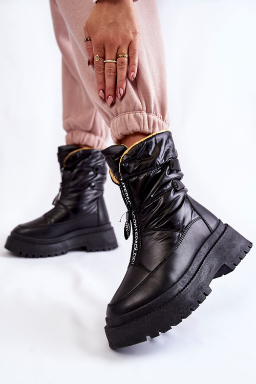 Високі жіночі зимові черевики на блискавці Чорні Moira