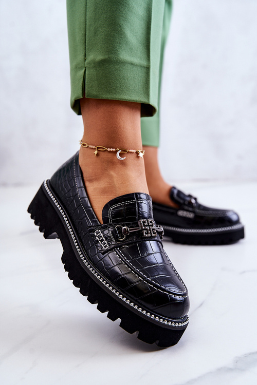 Шкіряні туфлі Snake With Ornament Black Adison