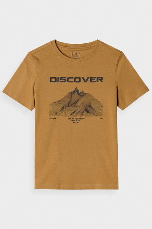 Футболка з принтом для хлопчика 4F 4FJWAW24TTSHM1553-74S жовта