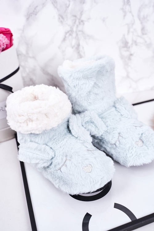 Дитячі утеплені домашні тапочки світло-блакитна соня