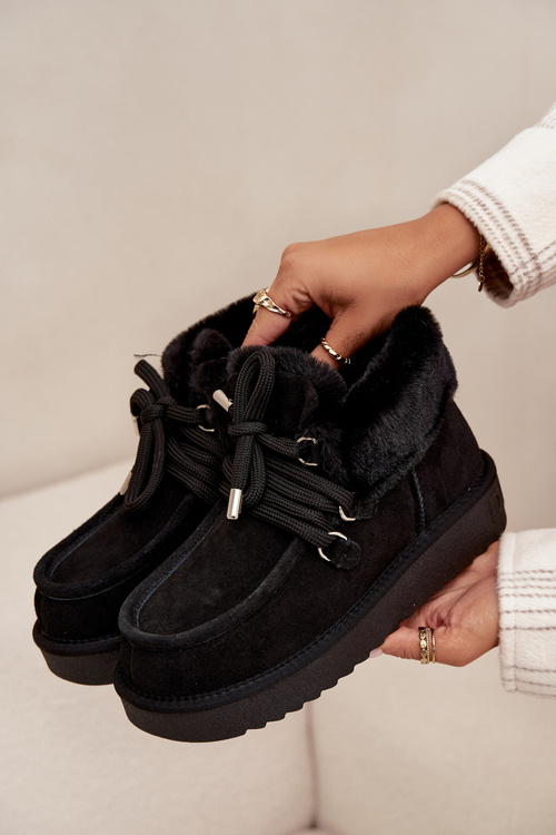 Жіночі зимові чоботи з натуральної замші D.Franklin DFSH375006 Чорні