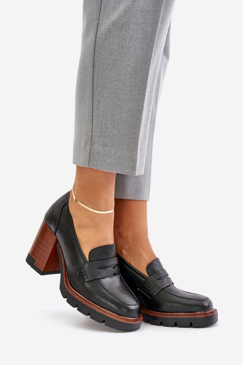 Жіночі човники на високих підборах і платформі з чорної еко-замші Vinceza 58105