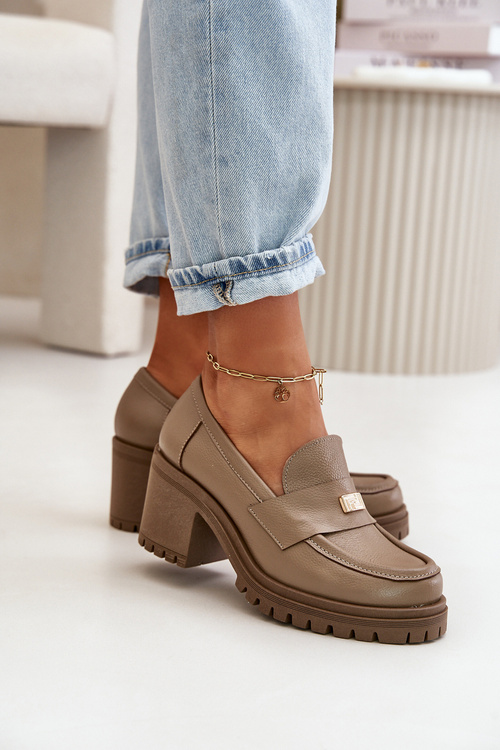 Zazoo 20168 Елегантні жіночі туфлі з натуральної шкіри темно-бежевого кольору