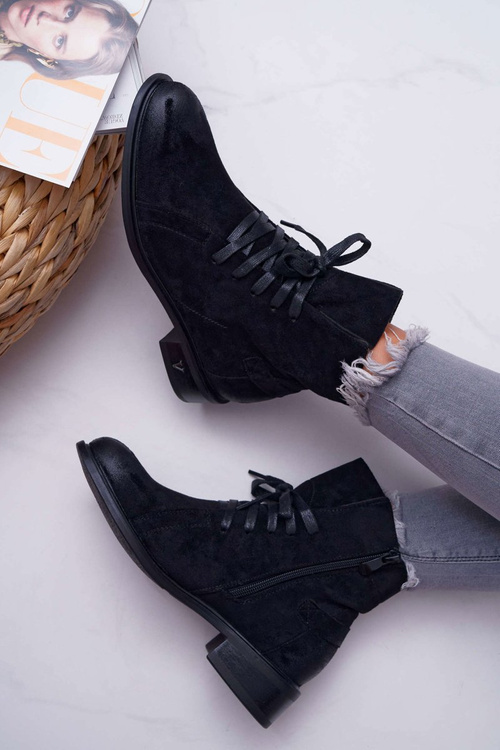 Жіночі ботфорти на плоскій підошві Workers Black Teref