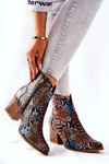 Ковбойські черевики Lewski Коричнево-блакитний візерунок зі змією EV28