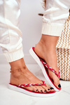Жіночі шльопанці з плетеними ремінцями, червоні Peggie