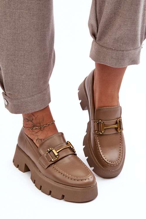 Жіночі лофери з прикрасами кольору хакі Peuria