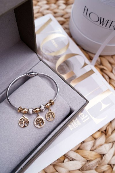 Жіночий браслет зі сталевим тросом із підвісками Срібло Золотий Міфічний