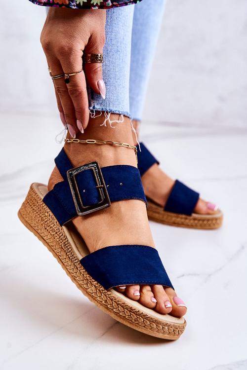 Жіночі замшеві босоніжки Big Star JJ276033 Темно-сині