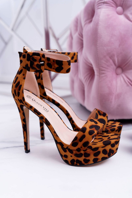 Жіночі босоніжки Welbos Leopard на платформі на шпильці