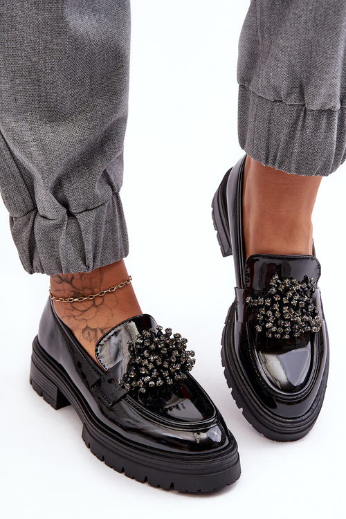 Жіночі лаковані напівчоботи з декором чорного кольору Annella