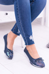 Жіночі шкіряні темно-сині ажурні балетки Erdola