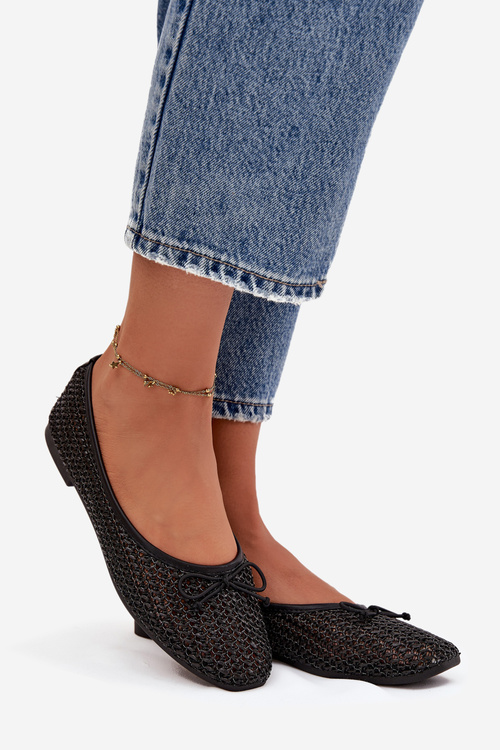 Балетки З Коси І Бантом Чорні Belirra