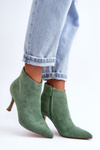 Жіночі замшеві чоботи на підборах Зелені Merisa
