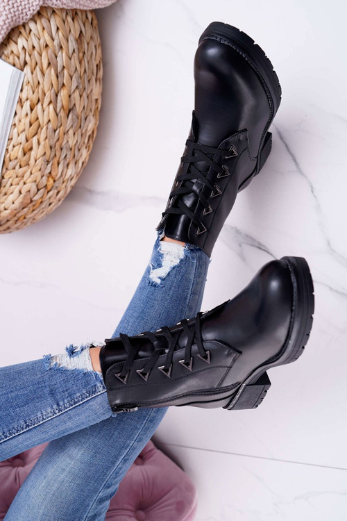 Жіночі чоботи на плоскій підошві чорні Sergio Leone TR718