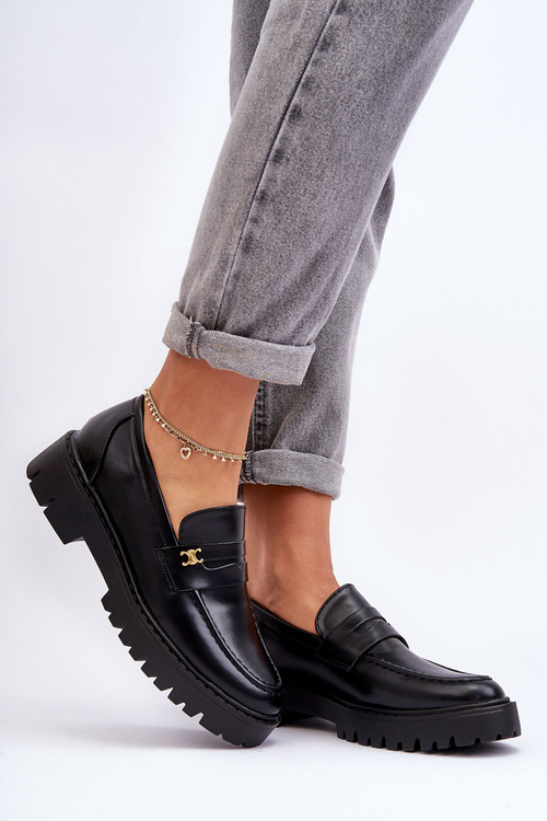 Шкіряні мокасини з орнаментом Чорна Есперта