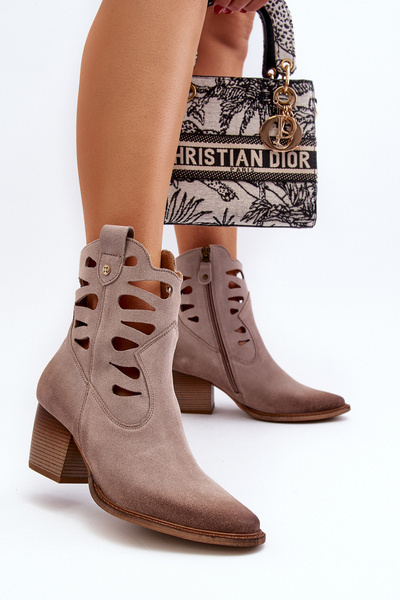 Чоботи шкіряні з вирізами Maciejka 06412-04 Бежеві