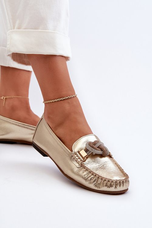 Жіночі шкіряні мокасини з орнаментом Laura Messi 2761 Gold