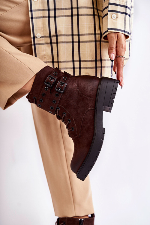 Жіночі замшеві теплі чоботи коричневого кольору Silvor