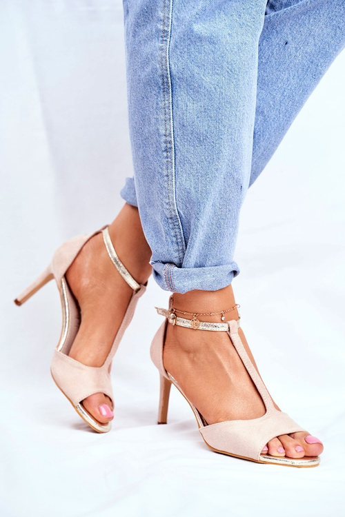Босоніжки на високому каблуці S.Barski 280-58 Beige-Gold