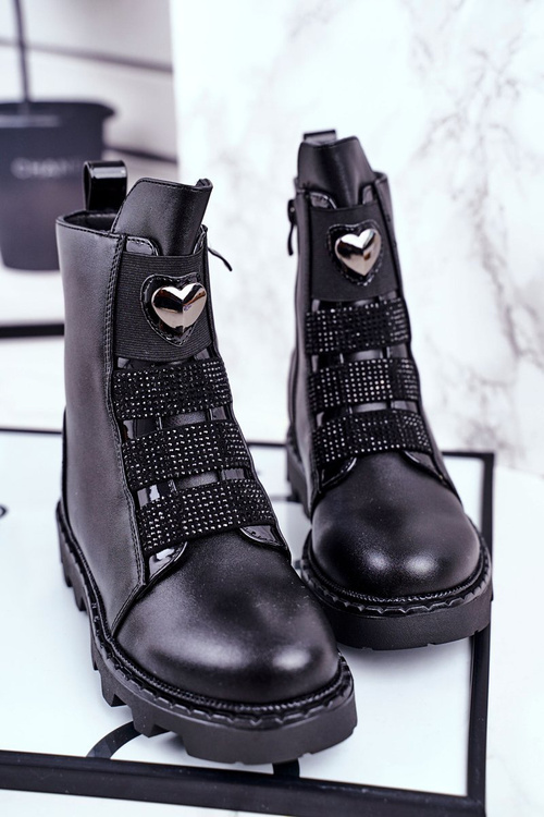 Дитячі черевики теплі чорні балон