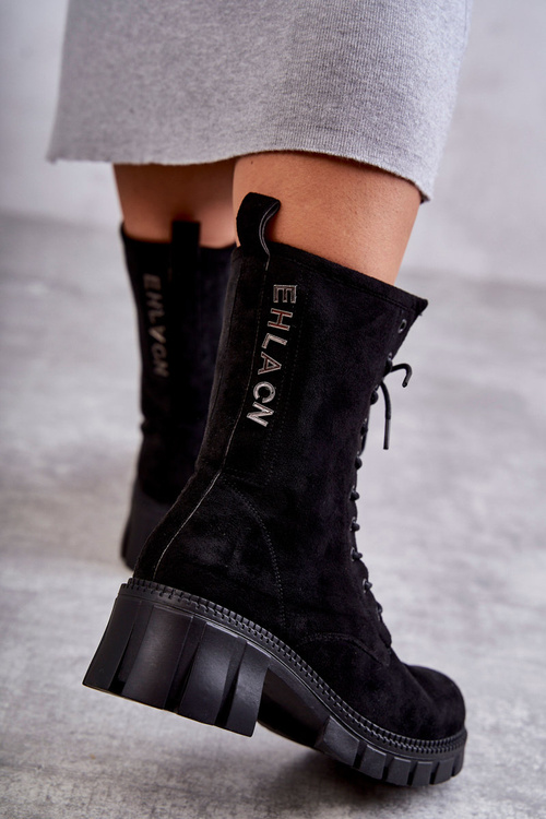 Жіночі теплі замшеві черевики Hermesa чорного кольору