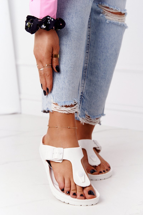 Жіночі гумові тапочки шльопанці білі Alma