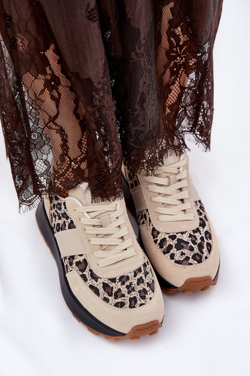 Замшеві Жіночі Кросівки На Платформі Пантера Vinceza 66793 Бежеві