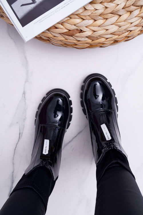 Чоботи жіночі на плоскій підошві Чорні Emelia