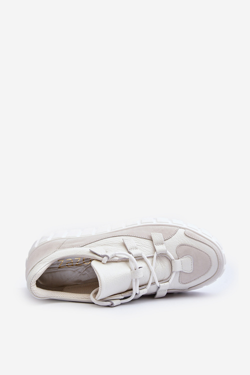 Жіноче шкіряне спортивне взуття на платформі M01/1 Zazoo світло-бежевий