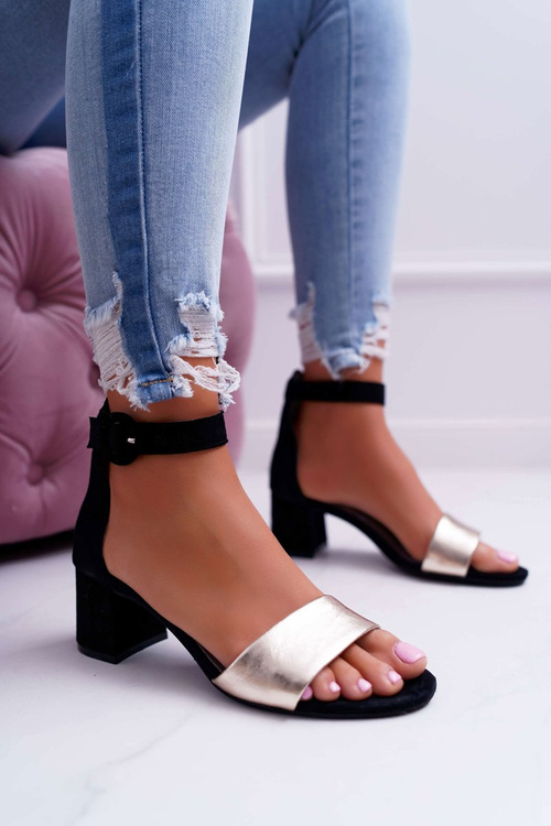 Жіночі шкіряні замшеві босоніжки Maciejka чорні 04141-25/00-5