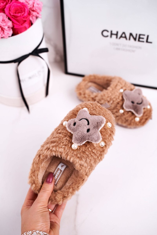 Дитячі утеплені домашні тапочки коричневого кольору Little Star