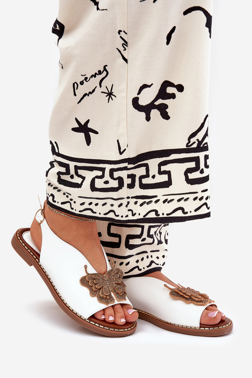 Жіночі Сандалі На Плоскому Каблуці З Декором Білі Setorina