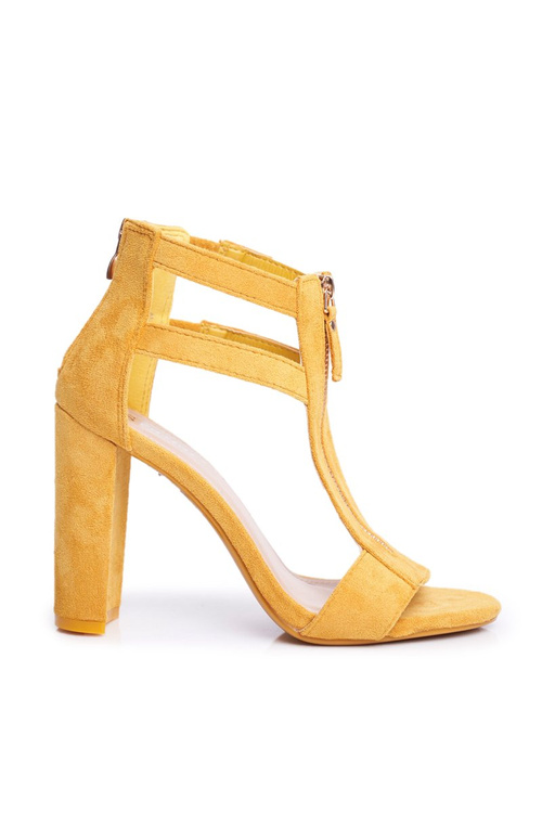 Жовті замшеві босоніжки Folly на шпильці