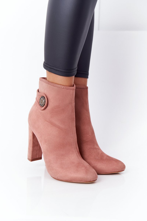 Класичні чоботи на блочному каблуці Lu Boo Рожеві