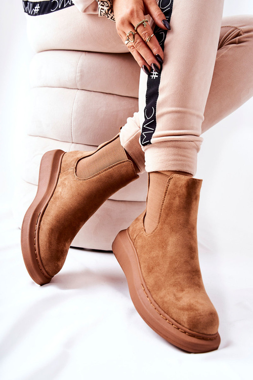 Замшеві черевики на шнурівці на платформі бежеві Marissa