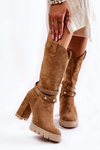 Жіночі високі чоботи на високому каблуці Lewski Shoes 3246 Beige